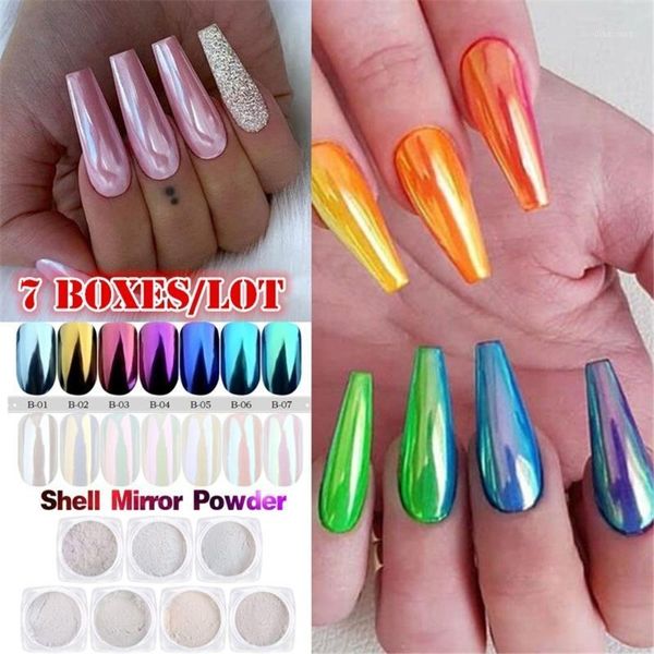 

nails mirror glitter nail chrome pigment shell dazzling diy salon micro holographic powder laser art decorations manicure1, Silver;gold