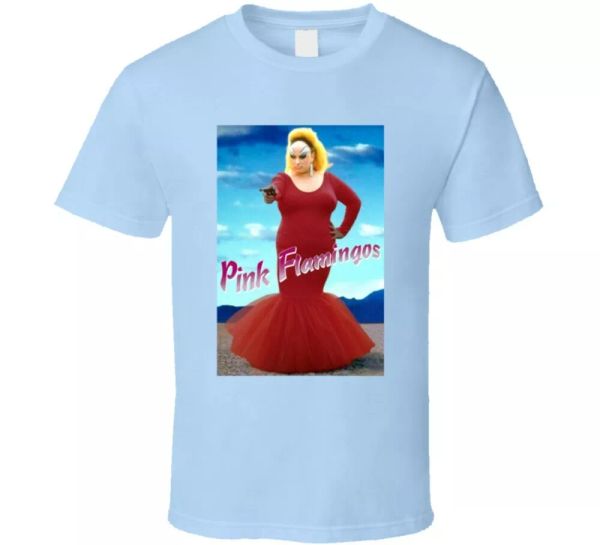 

pink flamingos divine 1972 comedy drama movie t shirt, White;black
