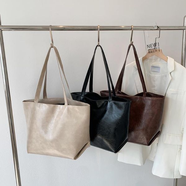 

evening bags women vintage pu leather soild color womens handbags retro all-match bag tote large capacity