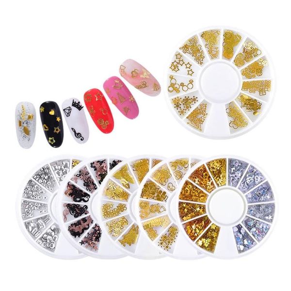 

set 3 styles 3d gold silver nail charms metal rivets studs rhinestones jewelry diy art decorations accessoires, Silver;gold