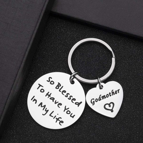 

10pieces/lot godmother gifts key chain religious keyring jewelry baptism thank you gift for beloved godmother from godson goddaughter penda, Silver