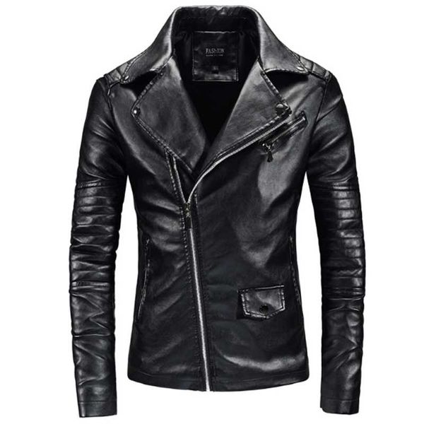 

men's fur & faux 2021 spring autumn mens plus size casual fashion cashmere pu leather jacket clothing abrigos jaqueta kurtka motocyklow, Black