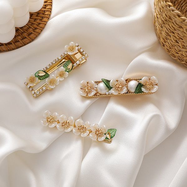 

sweet flower hair clipshell for women lovely hair clip hair ornament for party, Golden;silver