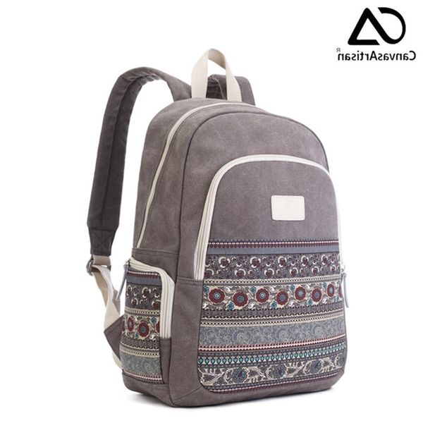

personalized national style backpack canvas bag large capacity book type outdoor travel leisure