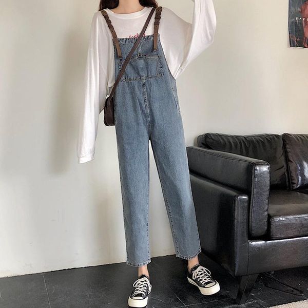 

gym clothing spring korean casual strap pants student female 2021 and autumn loose was thin high waist straight jeans, White;black