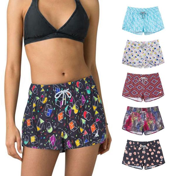 

women summer swim shorts quick dry fabric beach board for swimming surfing swimsuit with back pockets men's swimwear