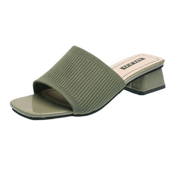 

dress shoes women's summer slippers outdoor knitting elastic comfortable open toe thick sandals 2021 boutique, Black