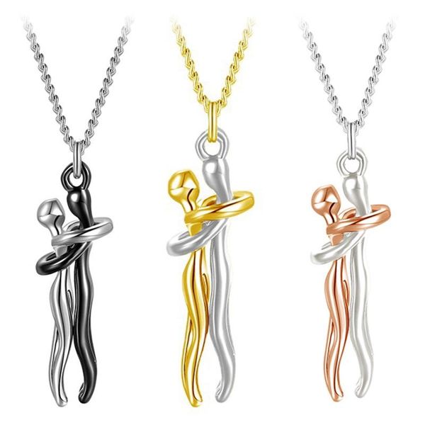 

pendant necklaces 2021 couple hug necklace love jewelry, Silver
