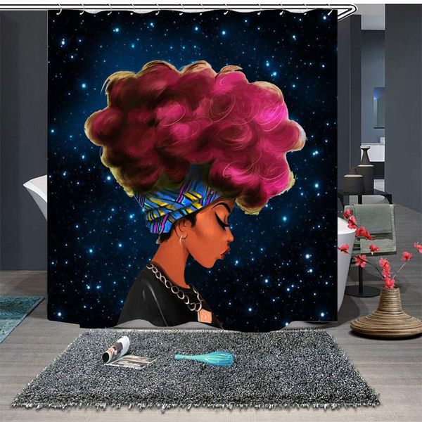 

african waterproof shower curtains bathroom decorations afrocentric girl 59''71''