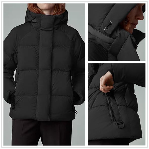 

winter outdoor leisure sports high-end down jacket women's outerwear coats white duck windproof parker collar cap warm water proof styl, Black