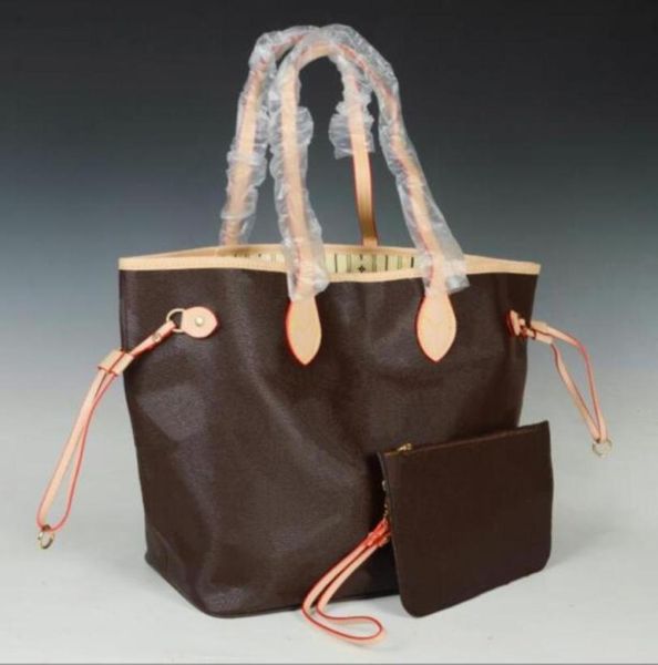 

2 pcs womens handbags luxury designer bags classic flower brown serial purse large shopping bag for women totes package shoulder