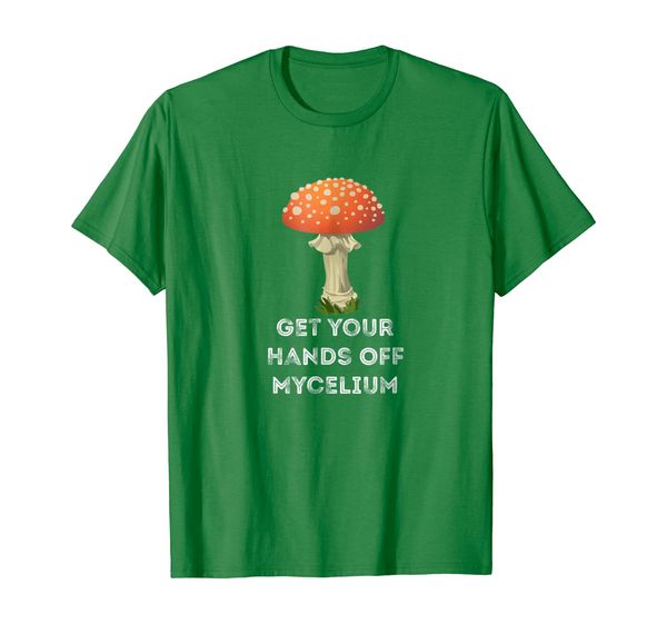 

hands off mycelium funny mushroom t-shirt, White;black