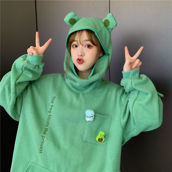 

women's jackets long female manga sweater deep frog, winter sweatshirt with long sleeve, loose casual shirt, black velvet hoodie e04b, Black;brown