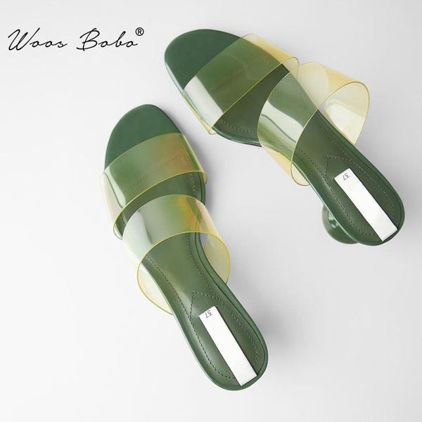 

slippers transparent pvc strap women green high heels mules for 2021 summer chic open toe wine glass heel sandals, Black