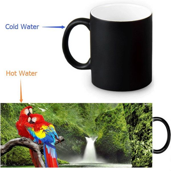 

mugs parrot heat sensitive coffee cold changing color magic 350ml/12oz