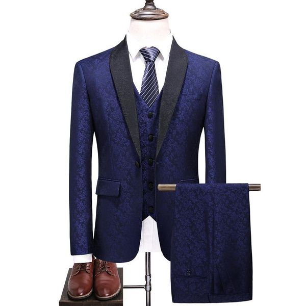 

men's suits & blazers luxury arrival autumn formal flower printed mens wedding groom costume homme slim fit british decent dinner suit, White;black