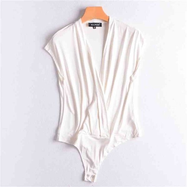 

bodysuit women jumpsuit romper deep v neck bodycon wrap body overalls 210527, Black;white