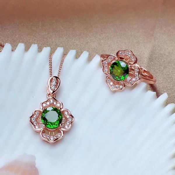 

sterling silver natural diopside rings pendants fine jewelry gift mtz0606823agt bracelet, earrings & necklace, Black