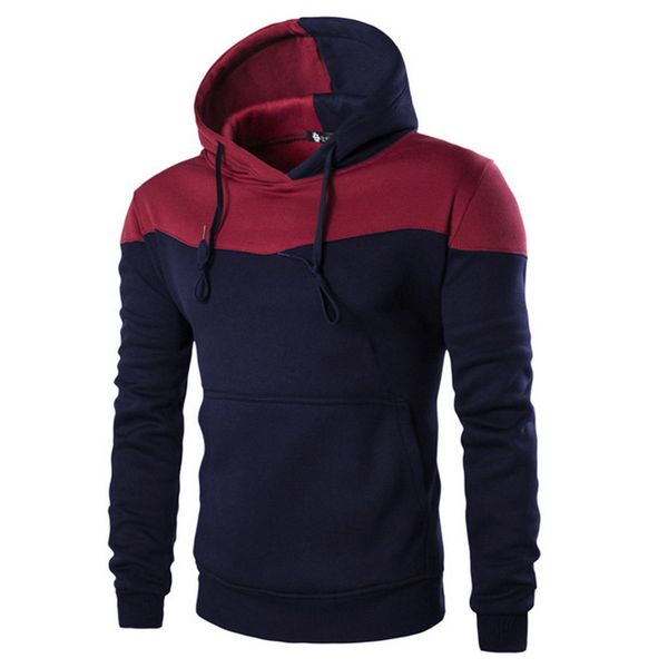 

men's hoodies & sweatshirts spring autumn man fashionable contracted matching spell patchwork slim cap fleece hip hop, Black