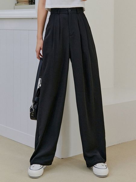 

dazy high waist plicated detail pants a2is#, Black;white