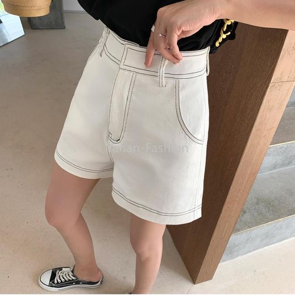 

women's jeans yanan black white wide leg short women summer casual ins fashion korean loose shorts denim high waist with pockets, Blue