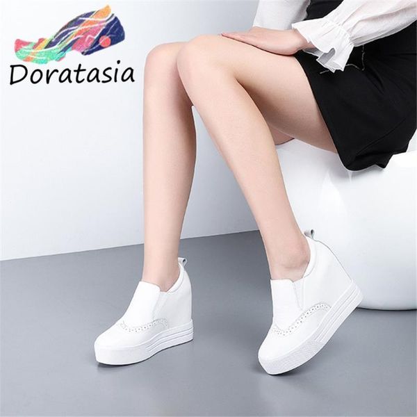 

dress shoes doratasia spring ladies genuine leather pumps fashion height increasing women autumn casual platform woman1, Black