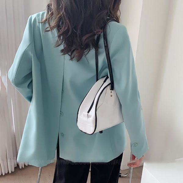 

women's suits & blazers [ewq] single-breasted trendy ladies chic blazer long-sleeved casual clothing thin trend coat feminino blue suit, White;black