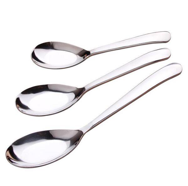 

3pcs/set stainless steel soup spoon set creative children's spoons different sizes oval drop-proof small
