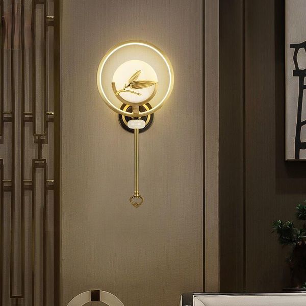 

all copper wall lamp chinese style atmosphere luxury living room tv background decor bedroom bedside