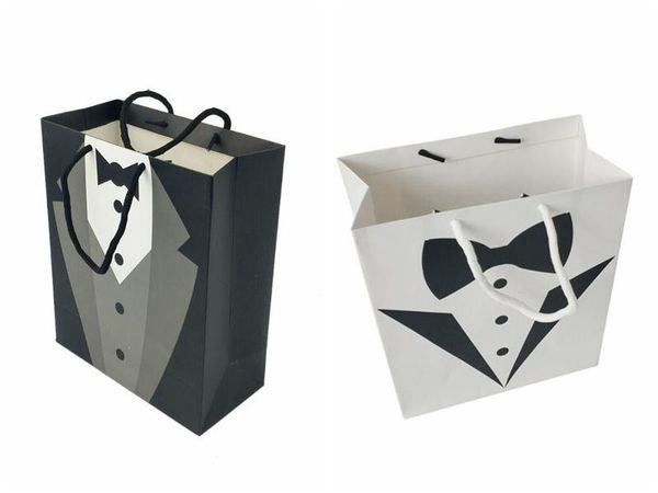 

gift wrap (10 pcs/lot) wedding decoration favor bags of groom for groomsman shopping and party tuxedo paper box packing