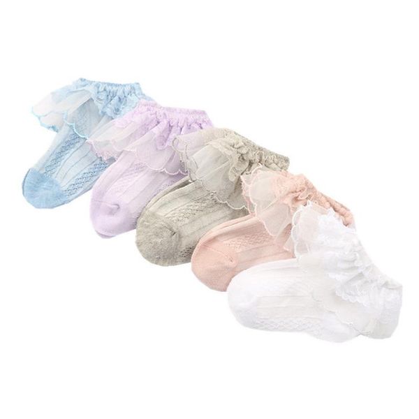 

toddler baby girl socks ruffle lace design kids summer thin princess infant children casual, Pink;yellow
