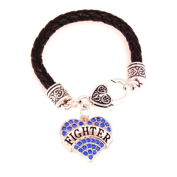 

charm bracelets women bracelet 15cm leather chain heart pendant with crystals fighter written personality provide drop, Golden;silver