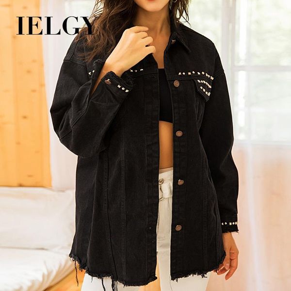 

women's jackets ielgy european and american loose denim jacket, Black;brown