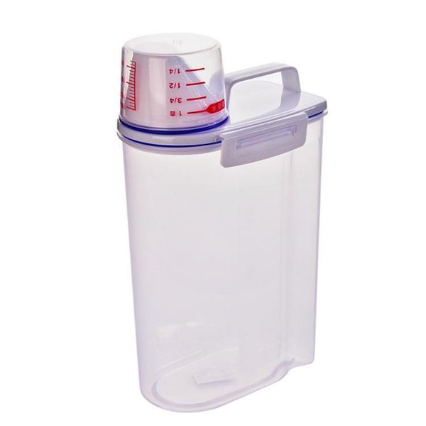 

storage bottles & jars plastic portable measuring cup, sealed rice bucket, moisture-proof and insect-proof box