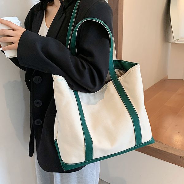 

fashion canvas one-shoulder trendy large-capacity female tote bag