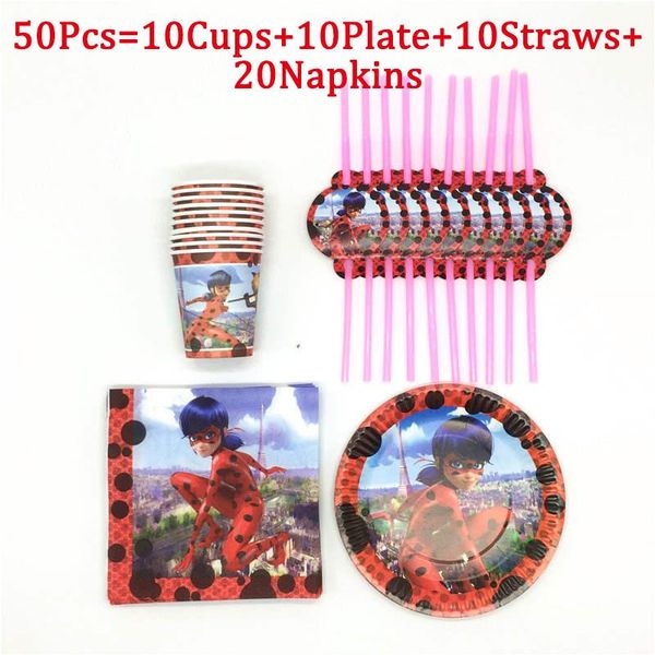 

disposable dinnerware 20/30/40/50pcs ladybirds tablewares paper towel cup plate set kids birthday party decor wedding tableware baby shower