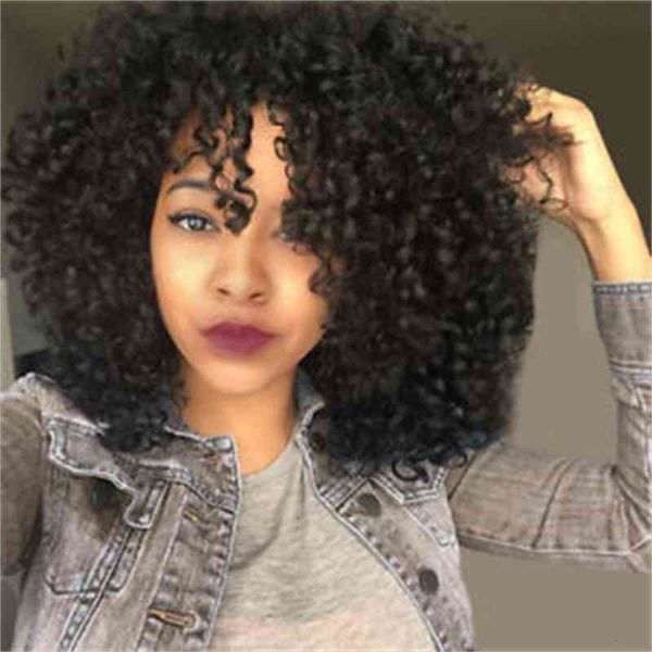 

wig chemical fiber explosive head small roll cover international, Black;brown