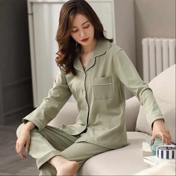

100% cotton pajamas spring green women sleepwear dormir pijamas mujer bedroom home clothes pure pyjamas femme pj, Black;red