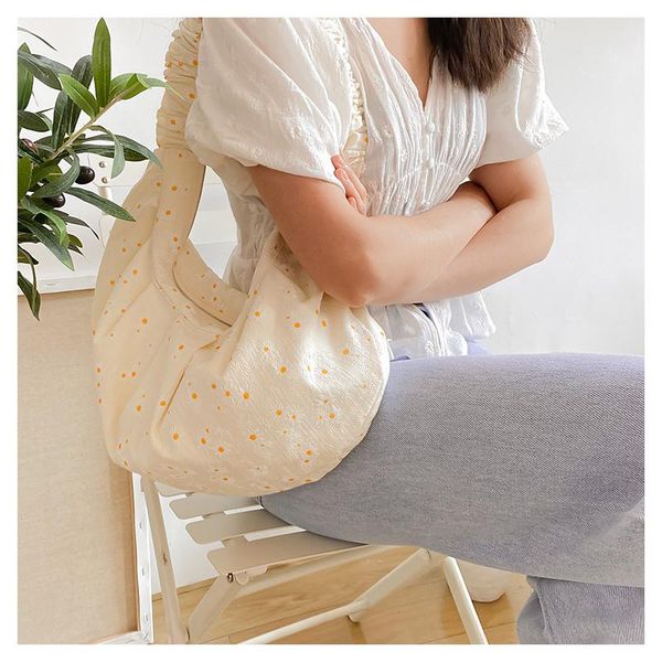 

evening bags vintage shoulder bag women floral print ins style canvas crossbody 2022 korean fashion designer dumpling female 244