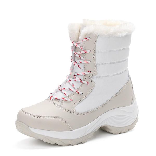 

boots cinessd winter women 2021 warm short plush mid-calf platform waterproof shoes woman red botines mujer, Black