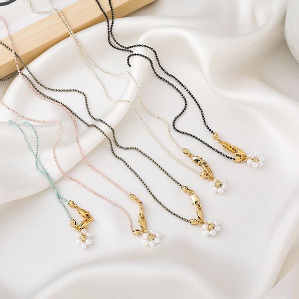 

sunglasses frames women's glasses chains korean trendy face mask small flowers lanyards eyewear cord holder chain on, Silver