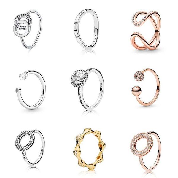 

women 925 sterling silver rings rose gold color fashion open finger ring round crystal for wedding party jewelry, Slivery;golden