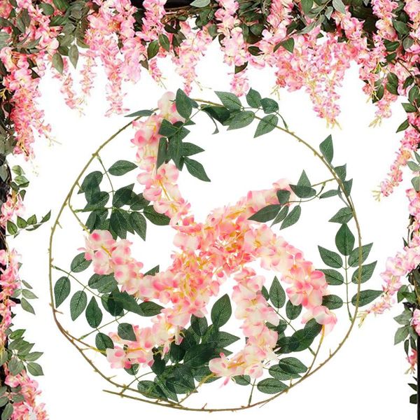 

1.7m artificial silk flower wisteria blossom vine garland home party wedding decoration wreath fake plant hanging flowers decorative & wreat