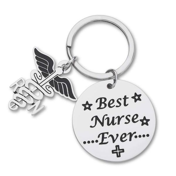 

10pieces/lot new nurse appreciate gifts keychain for nurse women men girls birthday nurse week gift nursing school graduation gift key ring, Silver