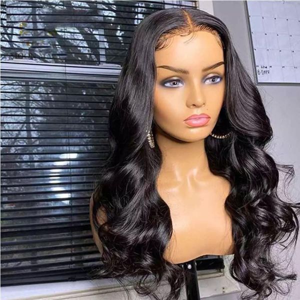 

synthetic wigs 26 inch body wave lace front natural colour wig glueless heat resistant pre plucked for black women