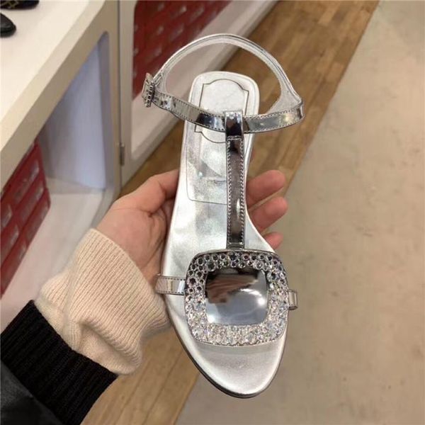 

summer fashion crystal sandals rhinestone shoes woman ankle strap high heels beach dress female bota square heel slides, Black