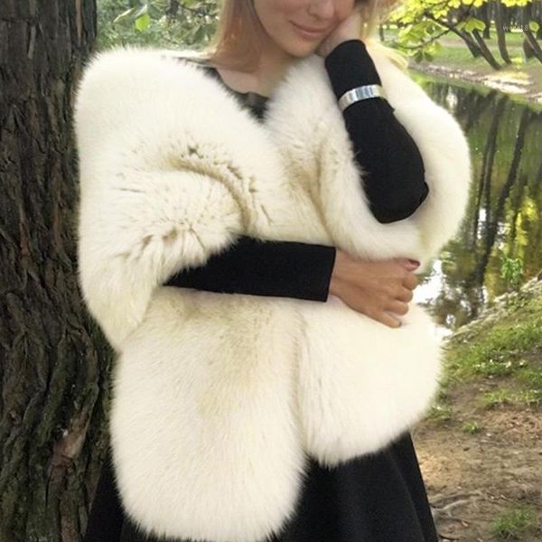 

scarves faux fur collar cape shawl winter women solid long hair imitated autumn fashion smooth large lady accessories, Blue;gray