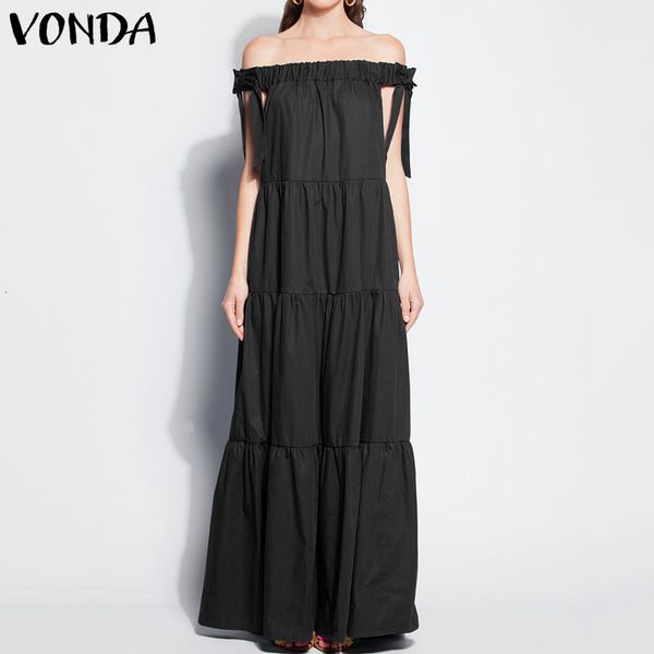 

women's blouses & shirts 2021 summer casual loose long maxi solid dress off shoulder beach dresses vonda women plus size slee, White