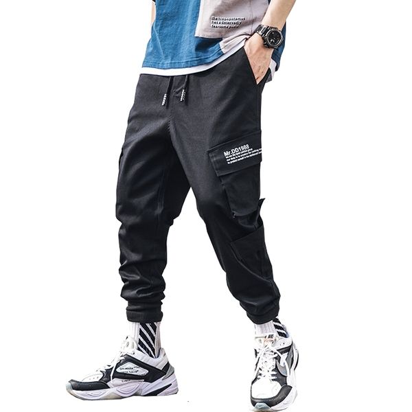 

men's pants hip hop stage costume trousers ribbons streetwear joggers sweatpants hombre pomv, Black