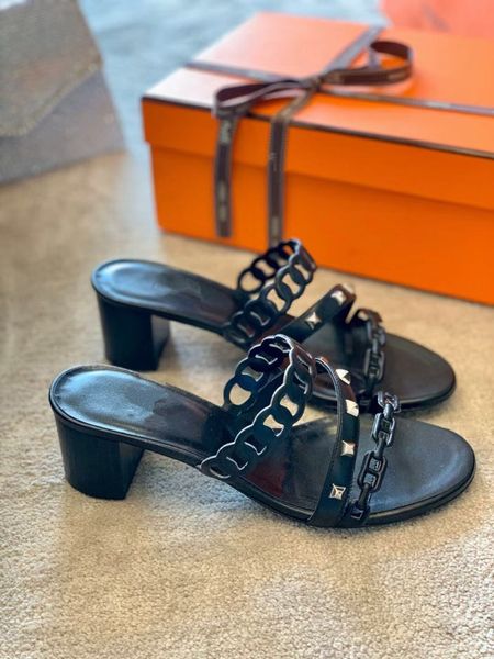 

classic women hipster beach sandals slippers ladies slides double letter bee metal summer gear bottoms flip flops fashion shoes womens loafe, Black